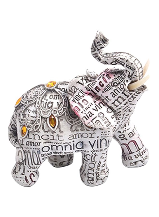 شاربدو قطعة فنية على شكل فيل أبيض/ أسود 14x5.5x12سم - Image 1