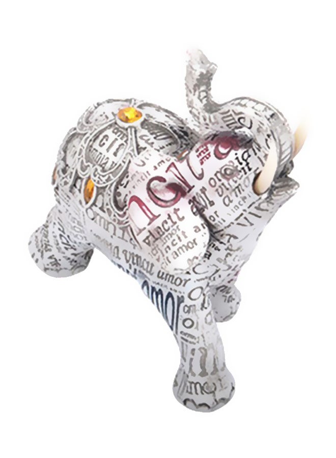 شاربدو قطعة فنية على شكل فيل أبيض/ أسود 14x5.5x12سم - Image 2