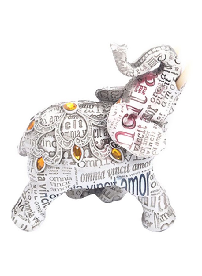 شاربدو قطعة فنية على شكل فيل أبيض/ أسود 14x5.5x12سم - Image 3