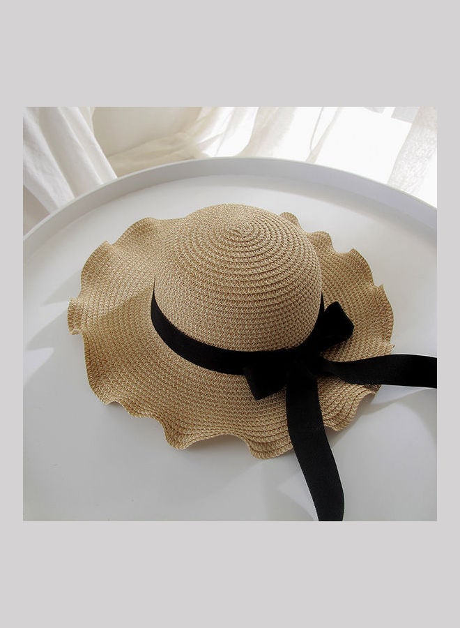 JOLLY Straw Bowknot Dome Hat Beige - Image 2
