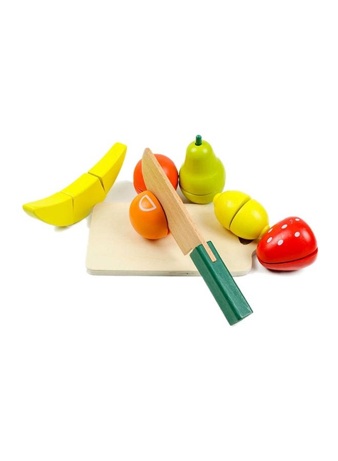 Beauenty - Wooden Kitchen Pretend Cutting Fruits Vegetables Puzzle Game Set For Kids, 2+ Years 19.2x18.3x18.3cm - Image 1
