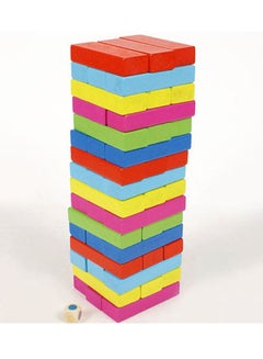 Sharpdo 48-Piece Wooden Coloured Tumbling Tower Toys With Dices 10x10x10cm  - Image 3