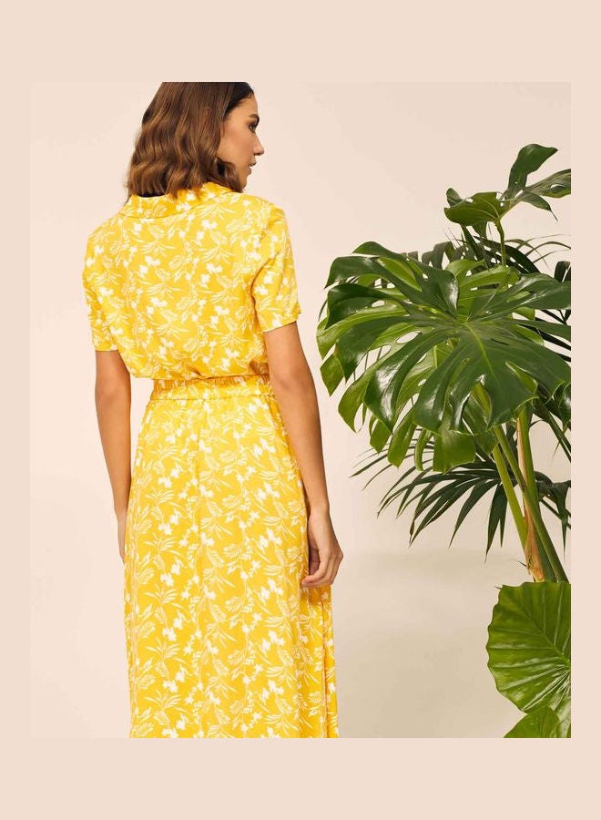 RINA Floral Printed Flowy Knee High Skirt Yellow/White  - Image 3