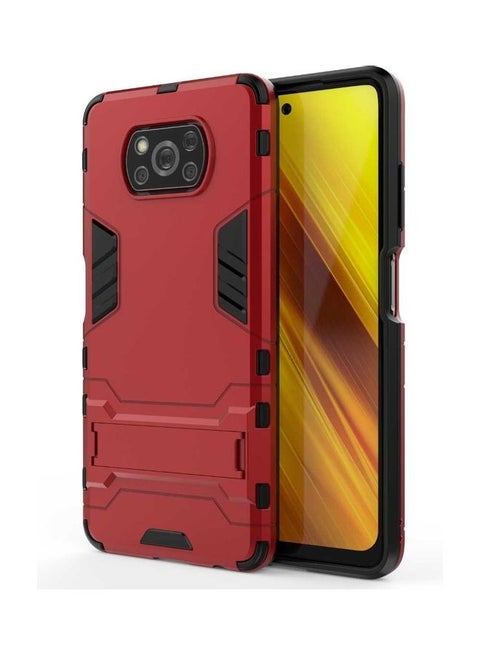 Kickstand Case Cover For Xiaomi Poco X3 NFC Red/Black