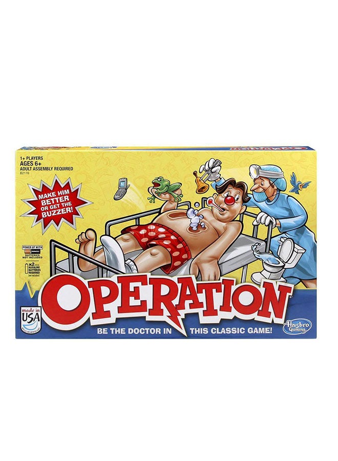 HASBRO - GAMING - Classic Operation Buzzer Game With Cards- Make Him Better Or Get A Buzzer B2176, Multicolour 40x4.5x25cm - Image 1
