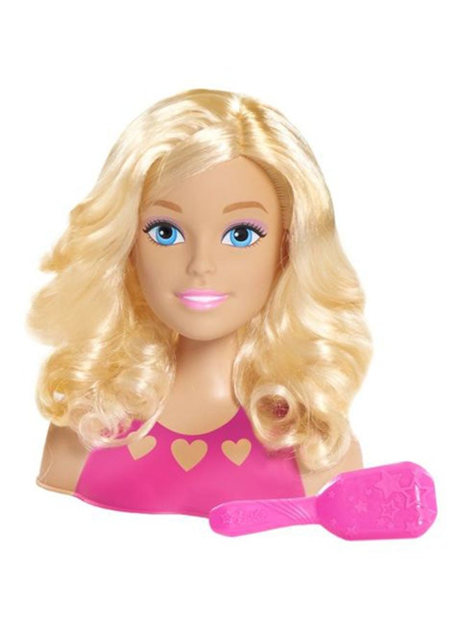 2-Piece Mini Blonde Styling Head With Brush Set Designed With Soft And Bright Colours 13x8.5x15cm