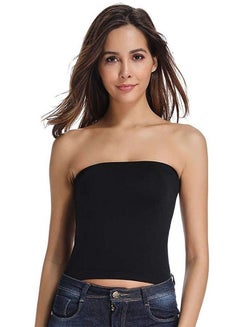 Women's Seamless Strapless Crop Top Tube Top Inner Camisole Black