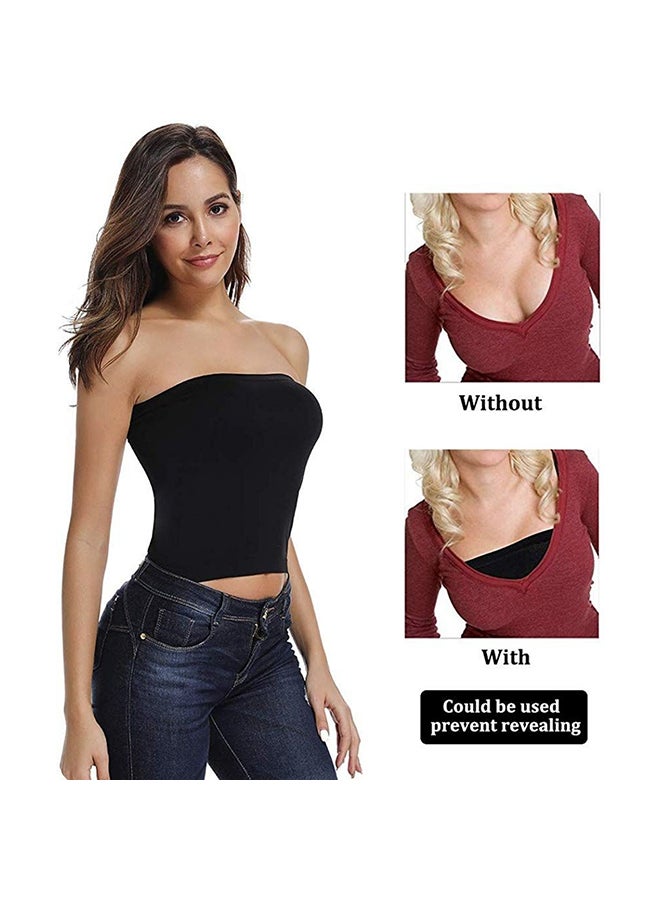 Glamroot - Women's Seamless Strapless Crop Top Tube Top Inner Camisole Black - Image 1