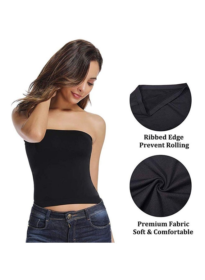 Glamroot - Women's Seamless Strapless Crop Top Tube Top Inner Camisole Black - Image 1