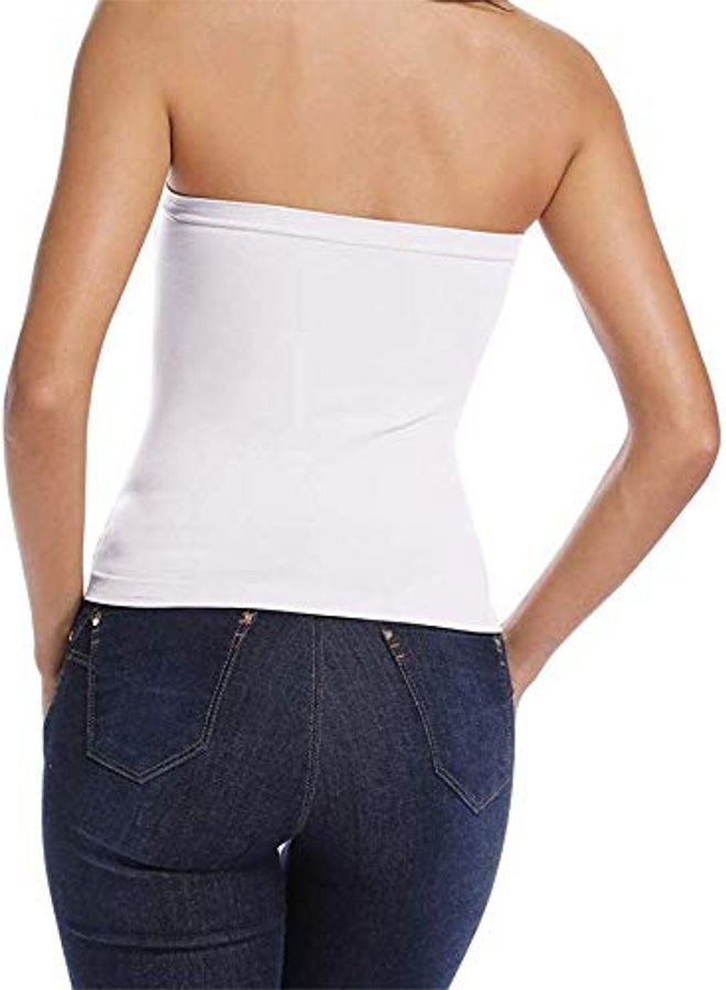 Glamroot - Women's Seamless Strapless Crop Top Tube Top Inner Camisole White/Black - Image 1