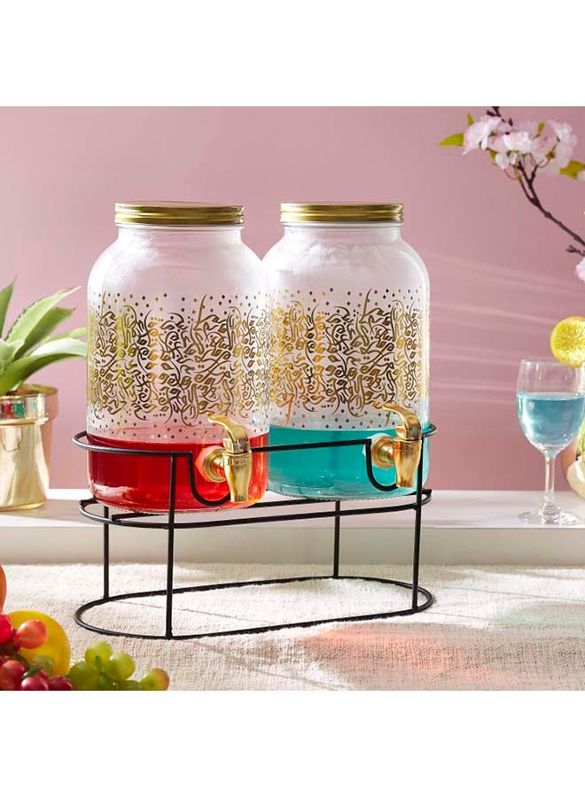 هوم بوكس طقم موزع عصير مزدوج بتصميم فن التخطيط شفاف - Image 1