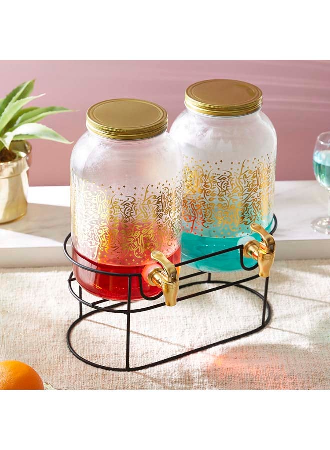 هوم بوكس طقم موزع عصير مزدوج بتصميم فن التخطيط شفاف - Image 2