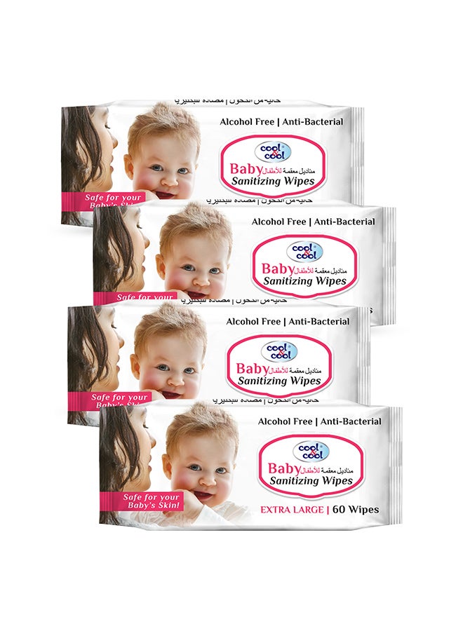 Cool & Cool Baby Sanitizing Wipes - 4x 60 - 240 Count