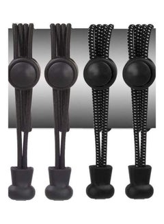 2 Pairs No Tie Shoelaces Elastic Lock Black