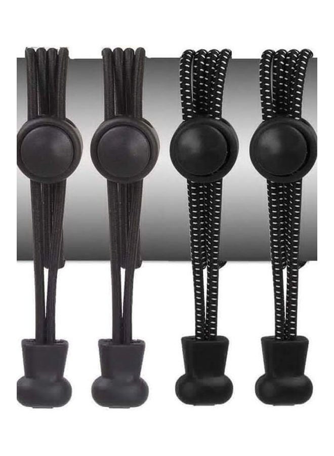 Generic - 2 Pairs No Tie Shoelaces Elastic Lock Black - Image 1