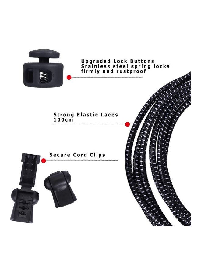 Generic - 2 Pairs No Tie Shoelaces Elastic Lock Black - Image 1