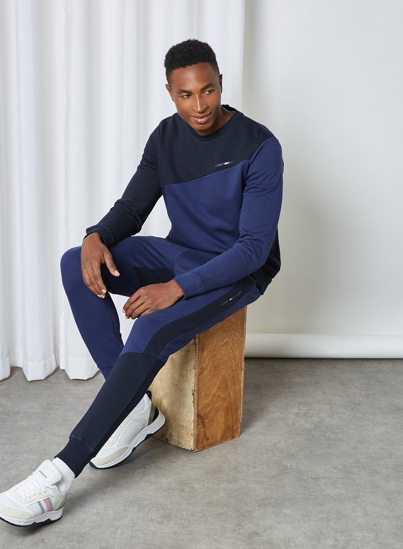 TOMMY SPORT - Colourblock Terry Sweatshirt Yale Navy - Image 1