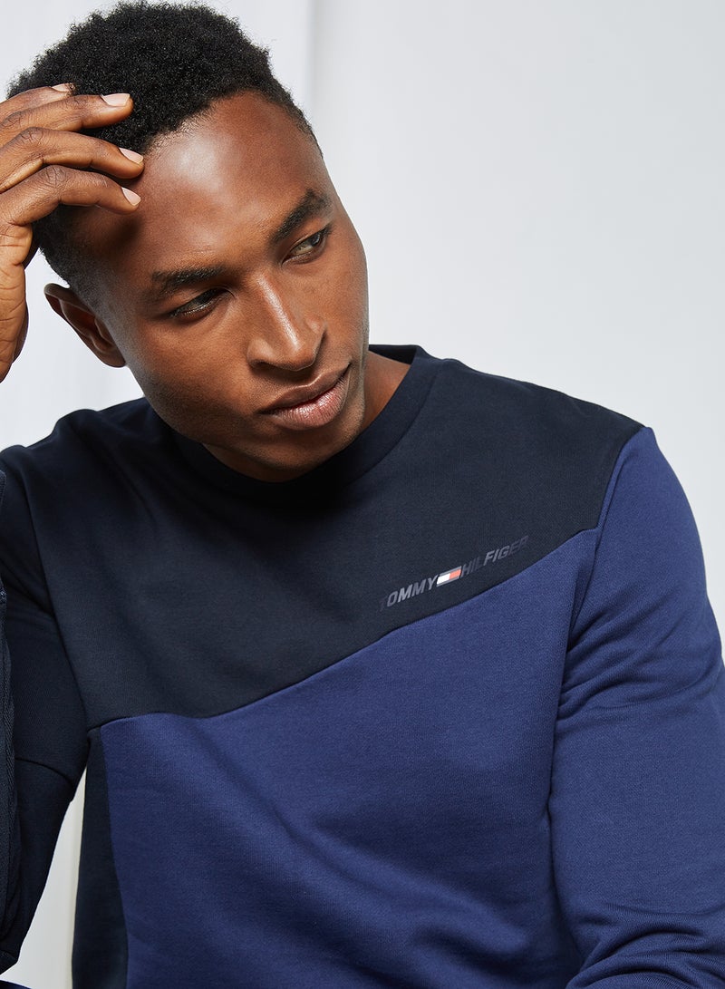 TOMMY SPORT - Colourblock Terry Sweatshirt Yale Navy - Image 1