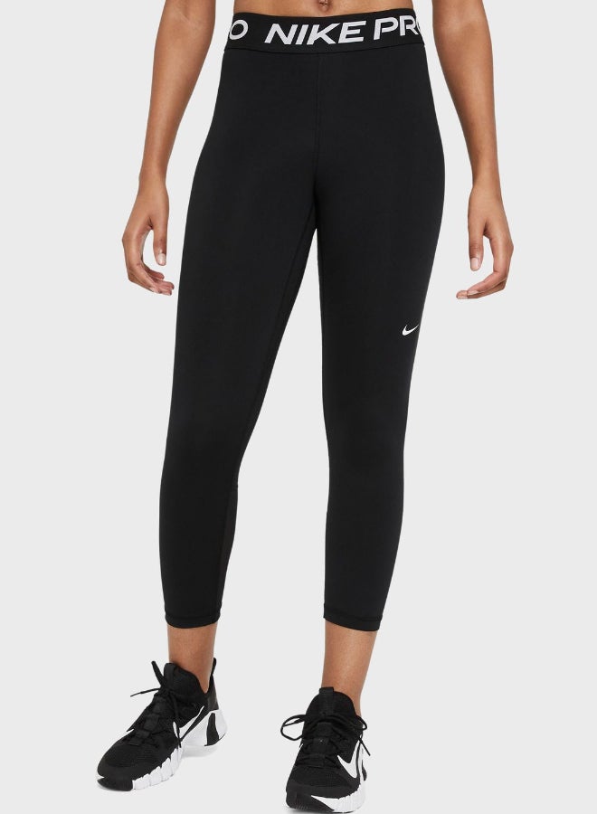 Nike Logo Printed Mid-Rise Cropped Leggings Black  - Image 1