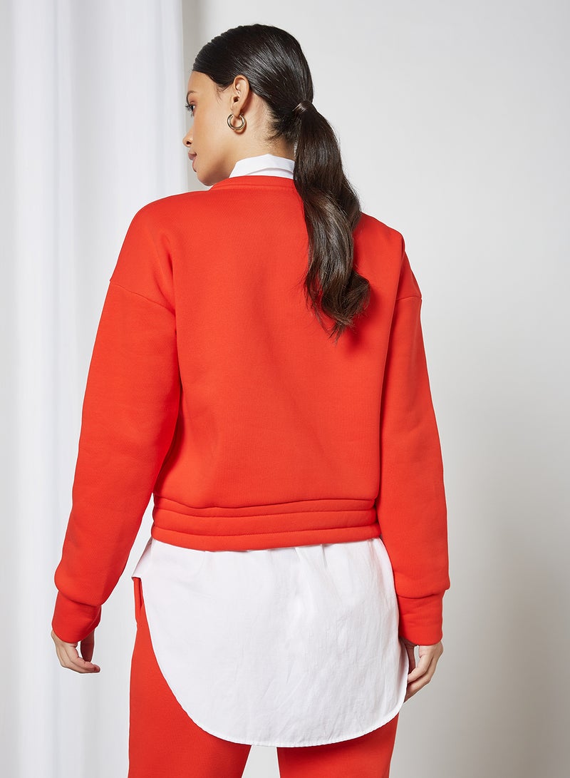 NOISY MAY - Nora Waist Tie Sweatshirt Fiery Red - Image 1
