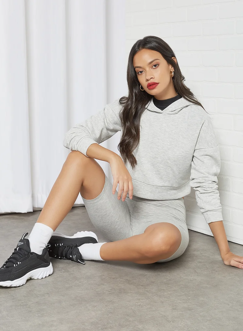 نويزي ماي Cropped Hoodie Light Grey Melange