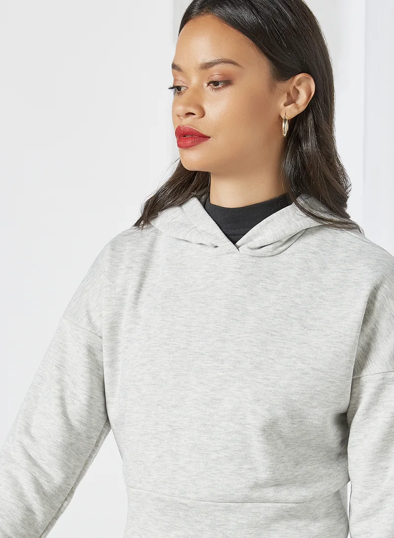 نويزي ماي Cropped Hoodie Light Grey Melange