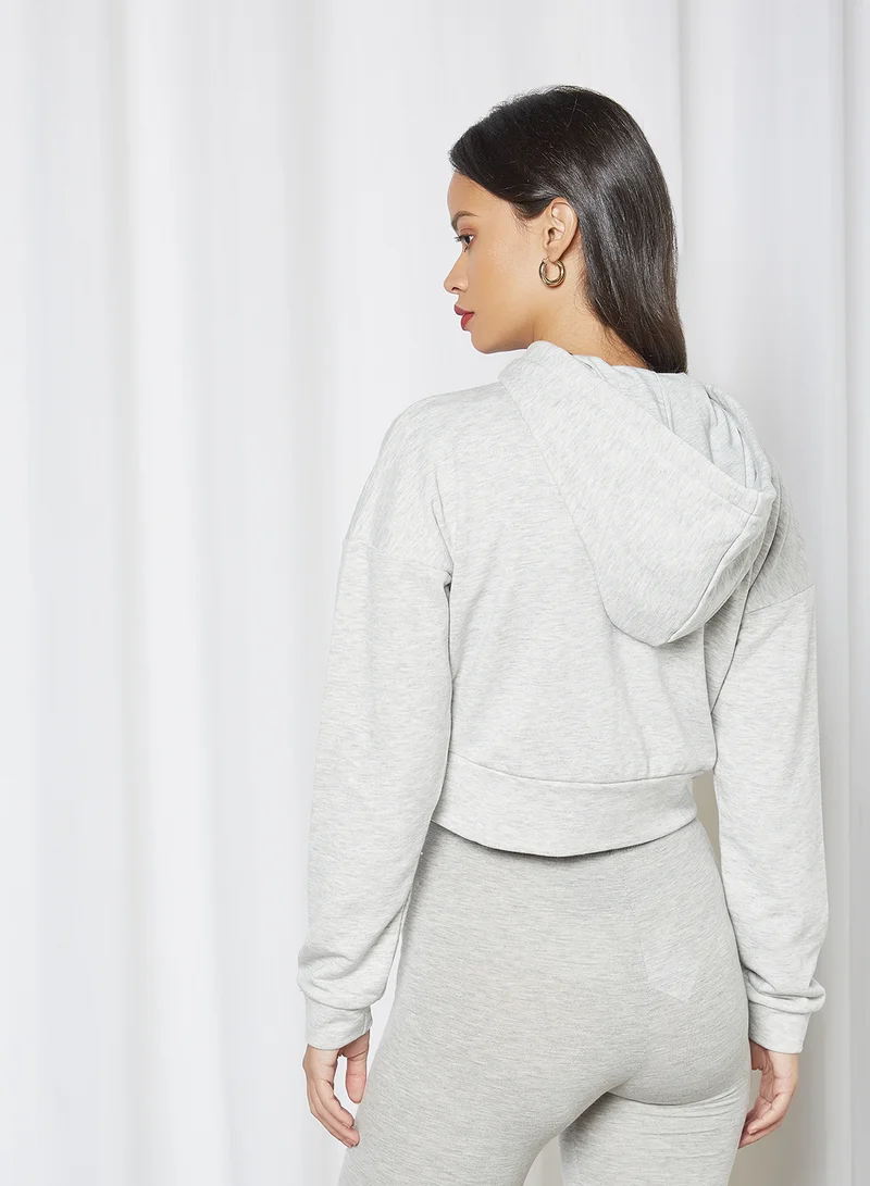 نويزي ماي Cropped Hoodie Light Grey Melange
