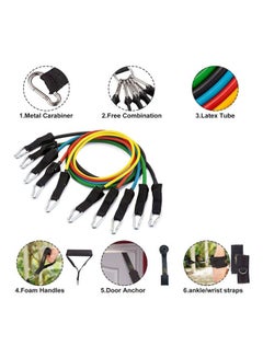 Generic Resistance Band Set 11 Pieces With Exercise Tube Bands, Door Anchor, Ankle Straps, With Carry Bag  - Image 2