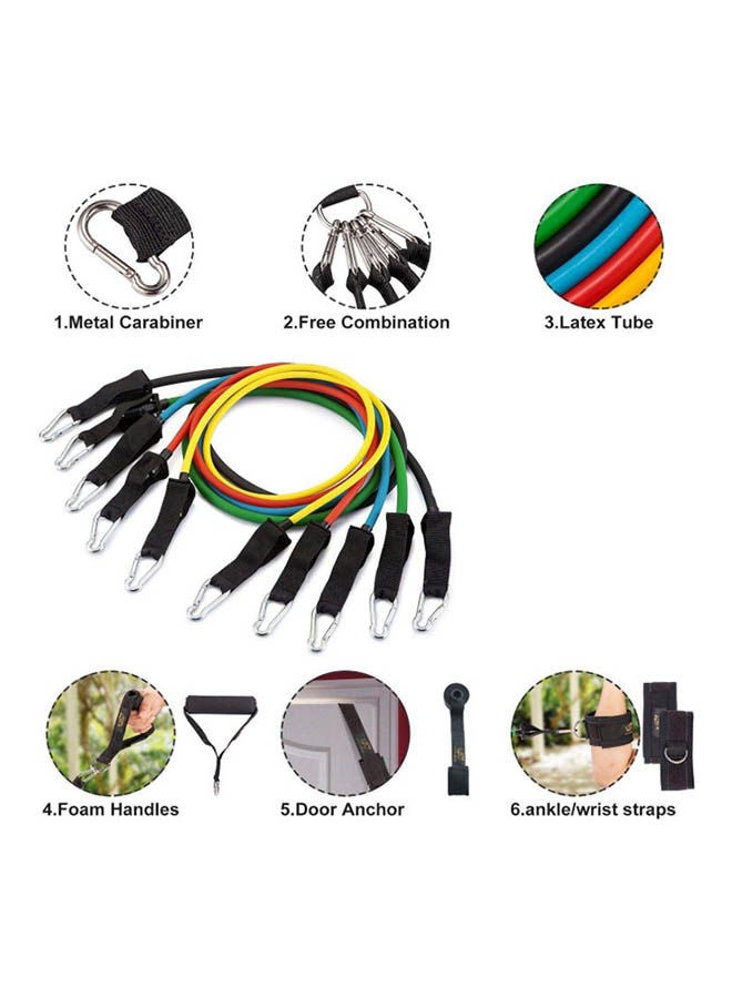 Generic Resistance Band Set 11 Pieces With Exercise Tube Bands, Door Anchor, Ankle Straps, With Carry Bag  - Image 2