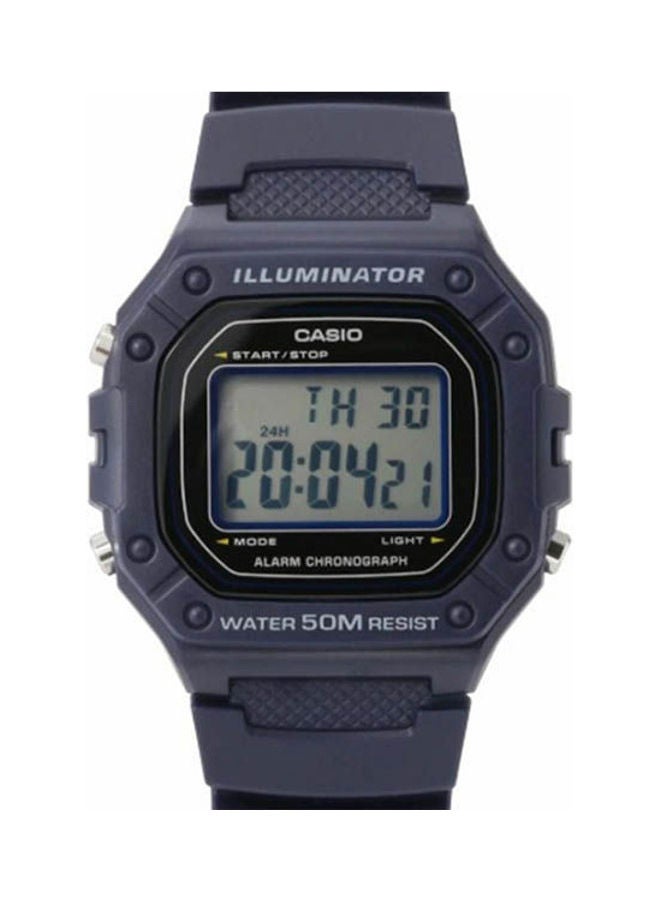 كاسيو ساعة يد رقمية مقاومة للماء بتصميم مربع وسوار من الراتينج طراز W-218H-2A للرجال - Image 1