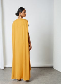 Coco Desert Embroidered Abaya Mustard  - Image 2