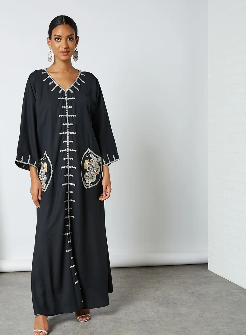 Coco Desert Embroidered Pocket Abaya