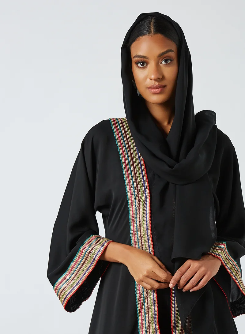 Coco Desert Contrast Trim Abaya Green/Gold