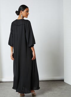 Coco Desert Sequins Embroidered Trim Abaya Black  - Image 2