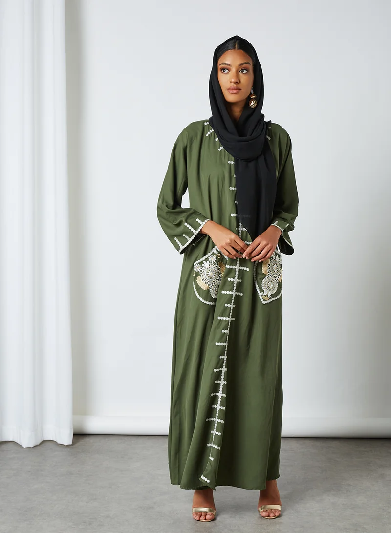 Coco Desert Embroidered Pocket Abaya