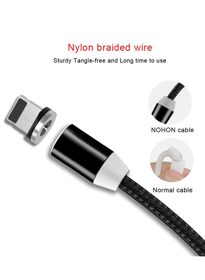 3-In-1 Magnetic Circular Data Sync And Charging Cable Black