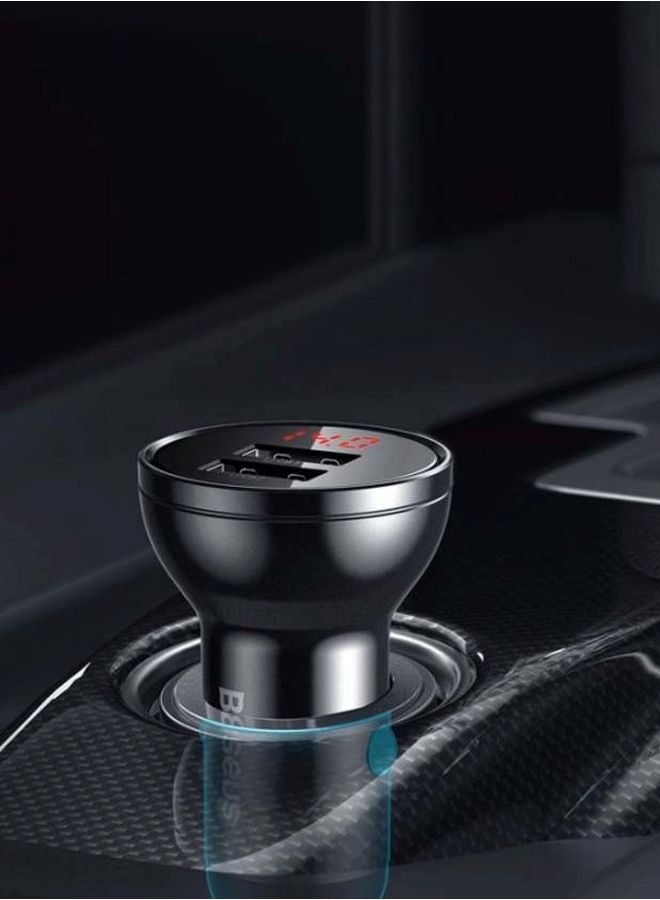 Baseus Dual USB Car Charger With 3-In-1 Cable Grey  - Image 5