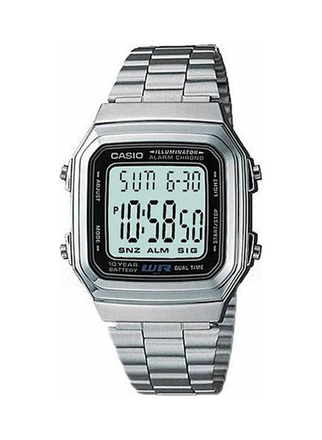 كاسيو ساعة يد رقمية مقاومة للماء بتصميم دائري من الستانلس ستيل طراز A179WA-1A للرجال - Image 1
