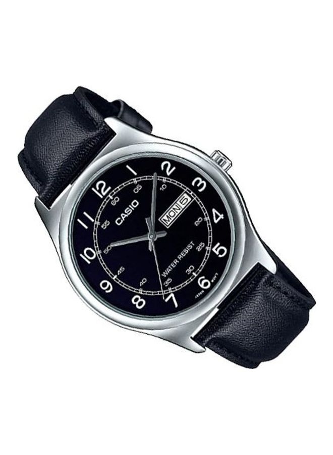 CASIO Men's Wrist Watch Water Resistant Round Leather Analog Mtp-V006L-1B2 - 38 mm - Black - Image 2