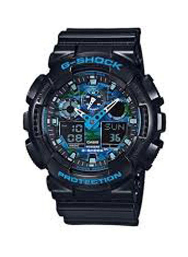 كاسيو ساعة يد رقمية مع عقارب وسوار من الراتنج طراز GA-100CB-1ADR للرجال - Image 1