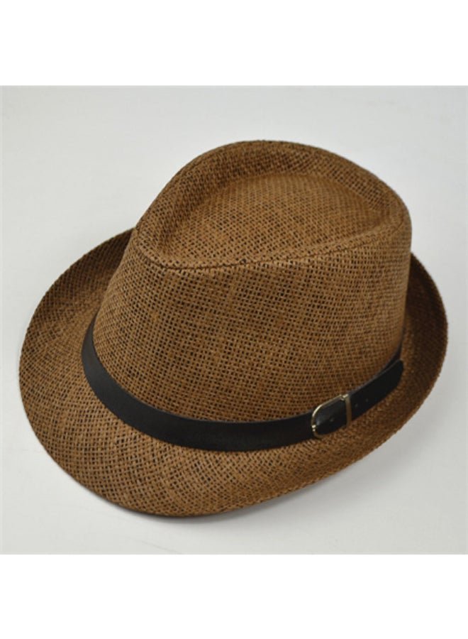JOLLY - Fashionable Straw Jazz Hat Brown - Image 1