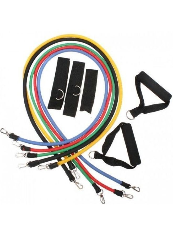 Kanteen Store - 11Pcs Latex Resistance Bands Fitness Exercise Tube Rope Set Yoga Abs P90X Workout [H8329 ] 10*20cm - Image 1