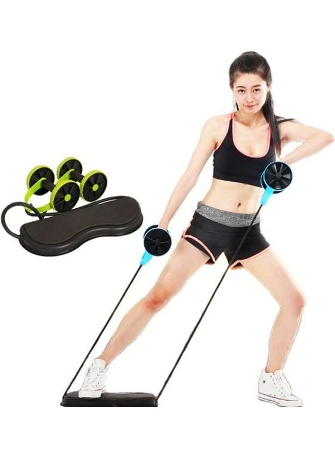 Abdominal Waist Slimming Trainer Exerciser Roller Double Ab Wheel Fitness Equipment Yoga Resistance Pull Rope Home Gym Tool
