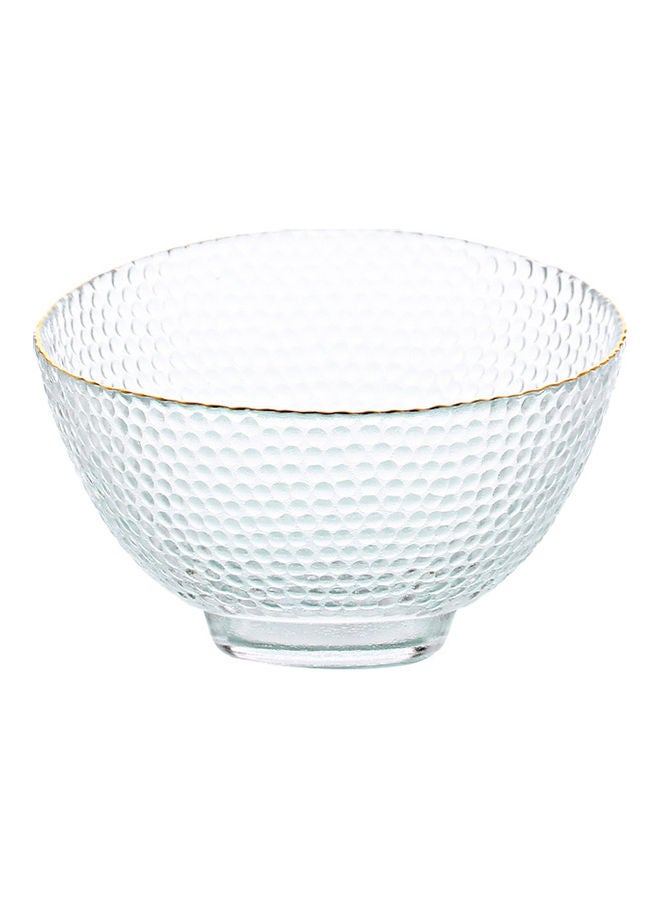 Shuer Golden Edge Slant Mouth Round Creative Hammer Glass Bowl Clear 18x18x12.3cm - Image 2