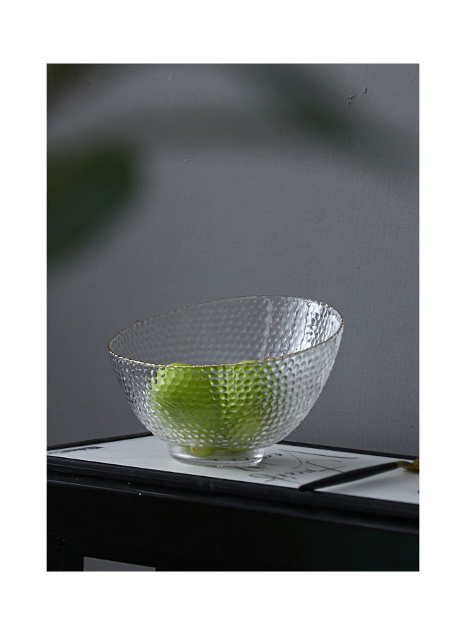 Shuer Golden Edge Slant Mouth Round Creative Hammer Glass Bowl Clear 18x18x12.3cm - Image 3