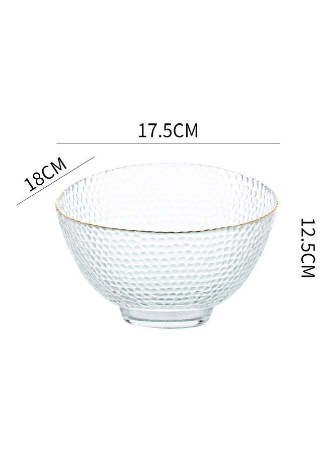 Shuer Golden Edge Slant Mouth Round Creative Hammer Glass Bowl Clear 18x18x12.3cm - Image 5