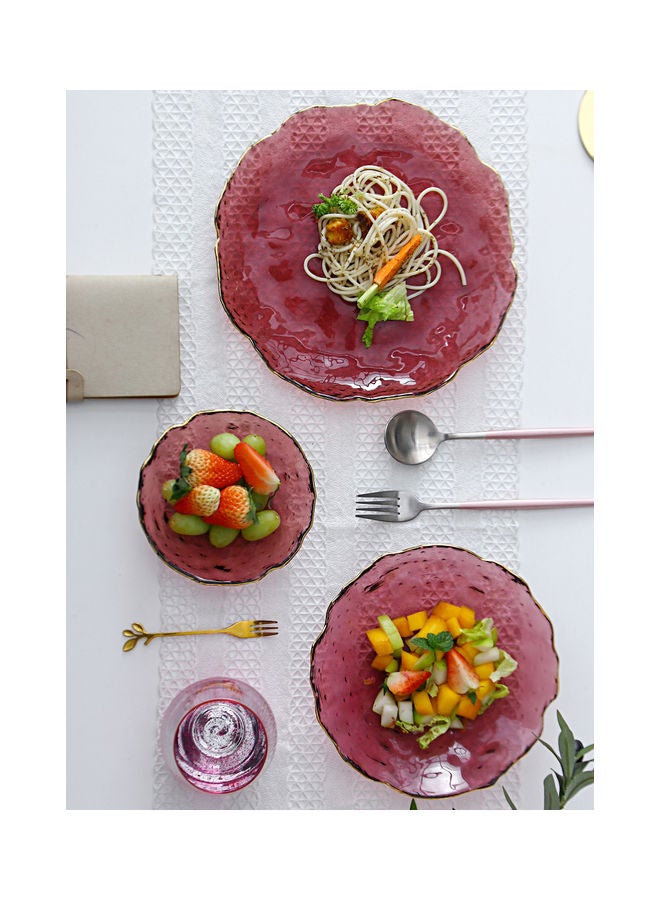 Shuer 3-Piece Ice Point Special Shaped Phnom Penh Wave Plate Pink 27x6.2x27cm  - Image 2