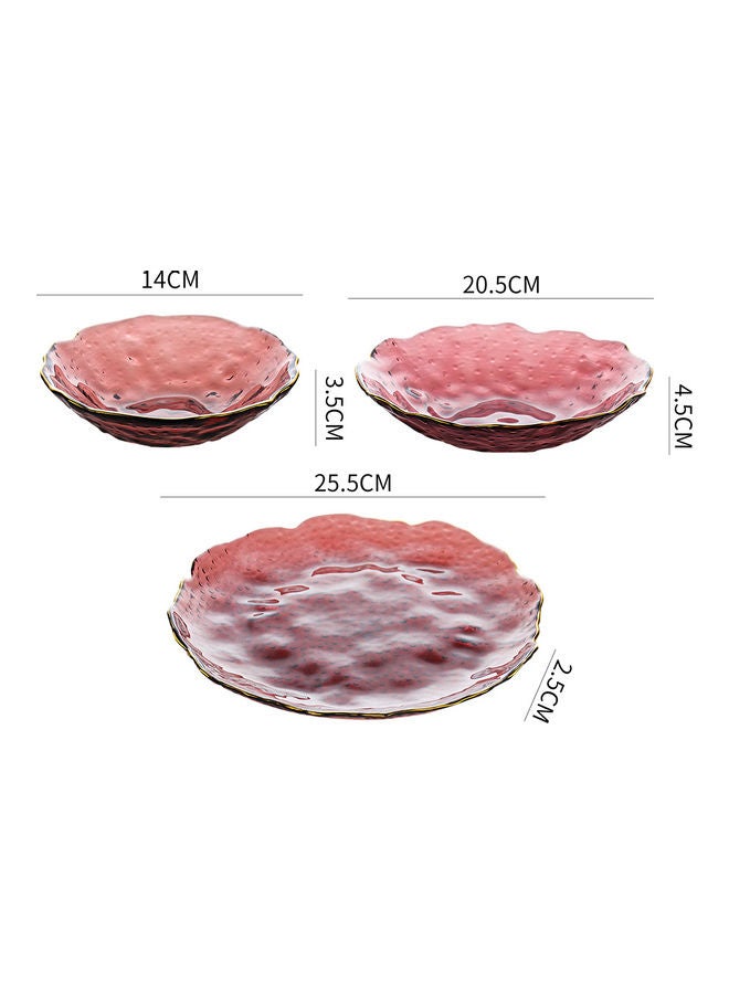 Shuer 3-Piece Ice Point Special Shaped Phnom Penh Wave Plate Pink 27x6.2x27cm  - Image 4