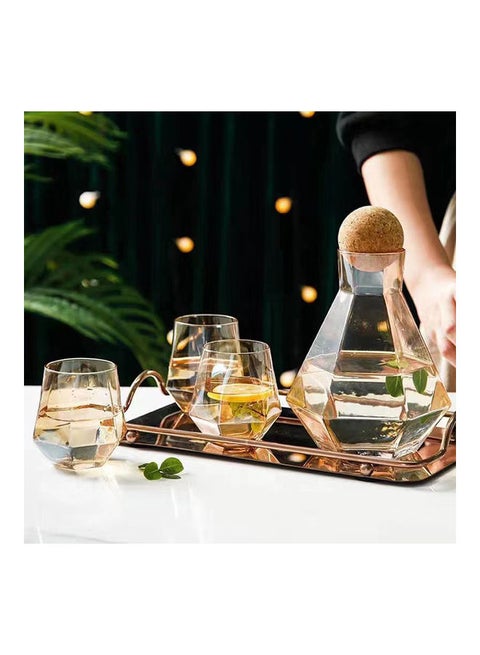 Pack Of 5 Glass Water Bottle Set brown