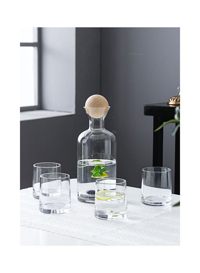 Shuer Pack Of 5 Glass Water Bottle Set Clear 1.2Liters  - Image 1
